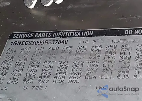 2009 Chevrolet Tahoe Police z USA, uszkodzony, nr VIN 1GNEC03099R237840